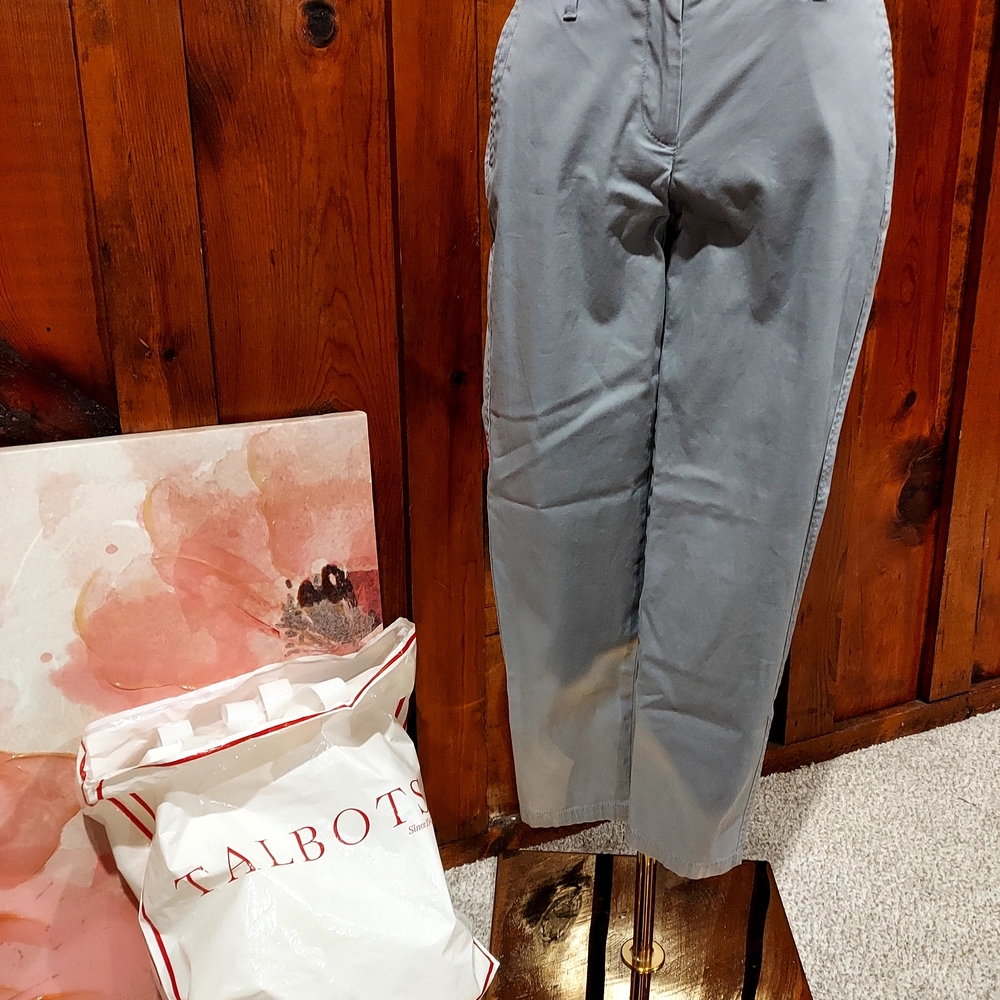 Talbots Women's Pants - Gray and Blue Girlfriend Chinos - Picture 2 of 11